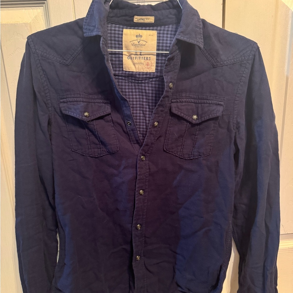 American Eagle Outfitters Navy Button-Up Shirt